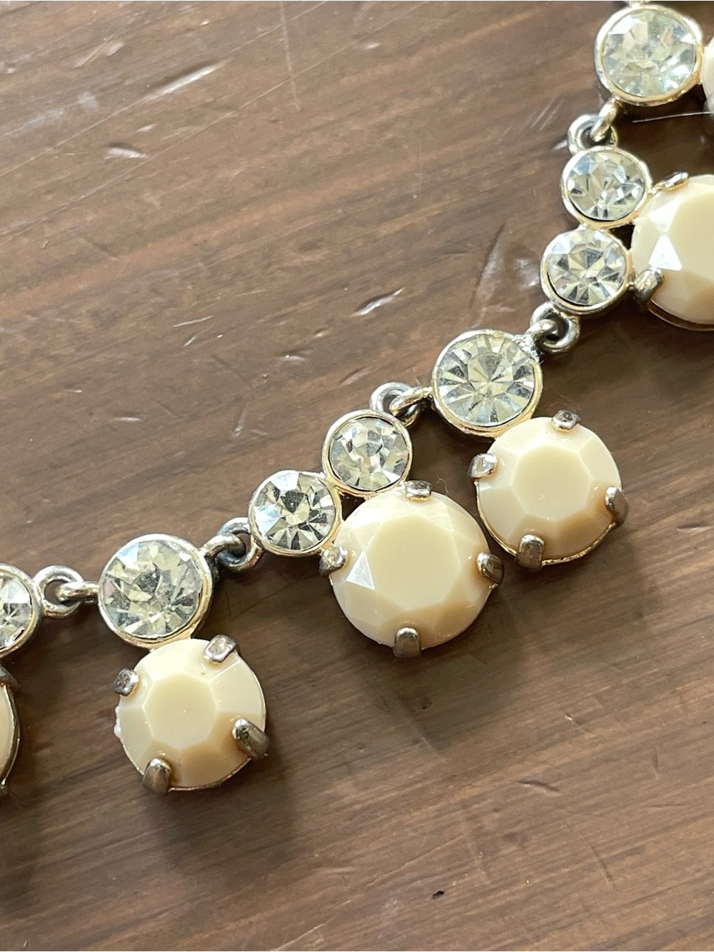 J Crew Gold Silver Tone Chunky Rhinestone Necklace - Picture 3 of 5